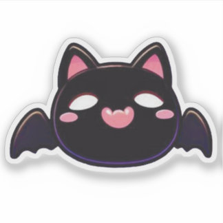 Black Bat Cat - Kawaii Flying Kitten Aufkleber