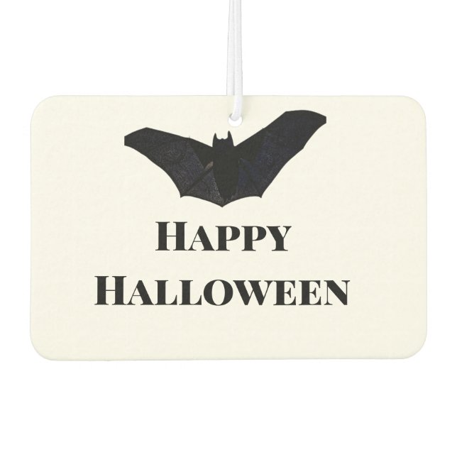 Black bat glückliches Halloween hinzufügen Namen T Autolufterfrischer (Vorderseite)