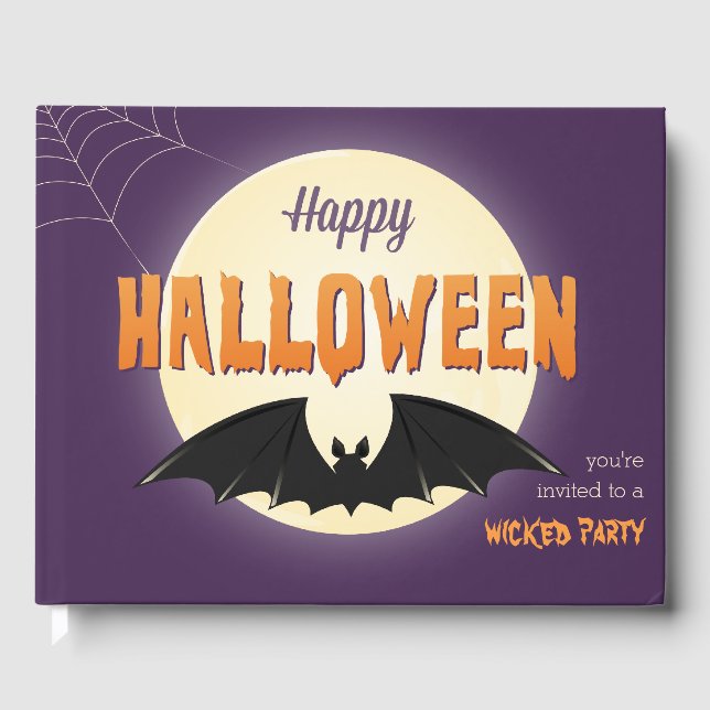 Black Bat Happy Halloween Gästebuch (Vorderseite)