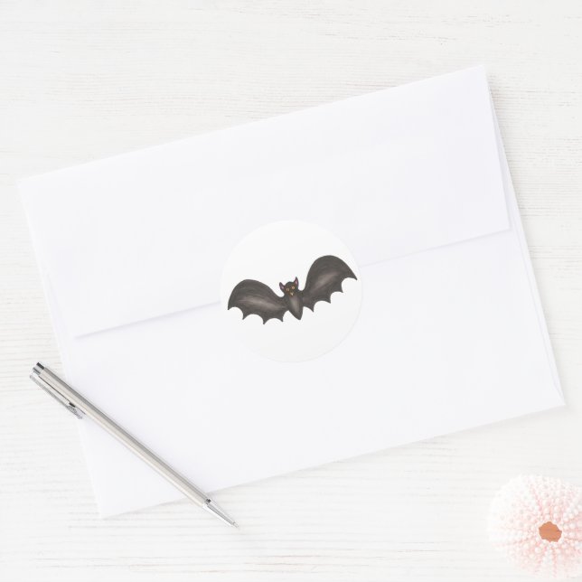 Black Bat Happy Halloween Trick-oder Leckerei Spoo Runder Aufkleber (Umschlag)