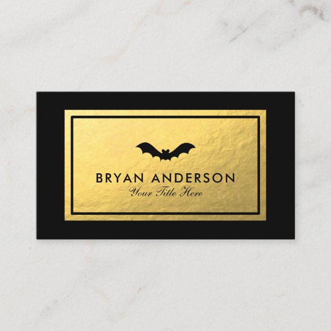 Black Bat - Imitate Gold Foil Business Card Visitenkarte (Vorderseite)