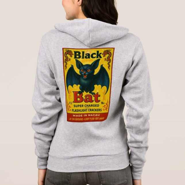 Black Bat Vintage Firecracker Label Hoodie (Rückseite)