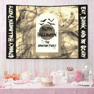 Black Bats Spider Web Vollmond glückliches Hallowe Banner
