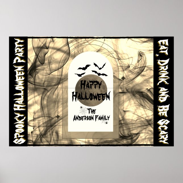 Black Bats Spider Web Vollmond glückliches Hallowe Poster (Vorne)