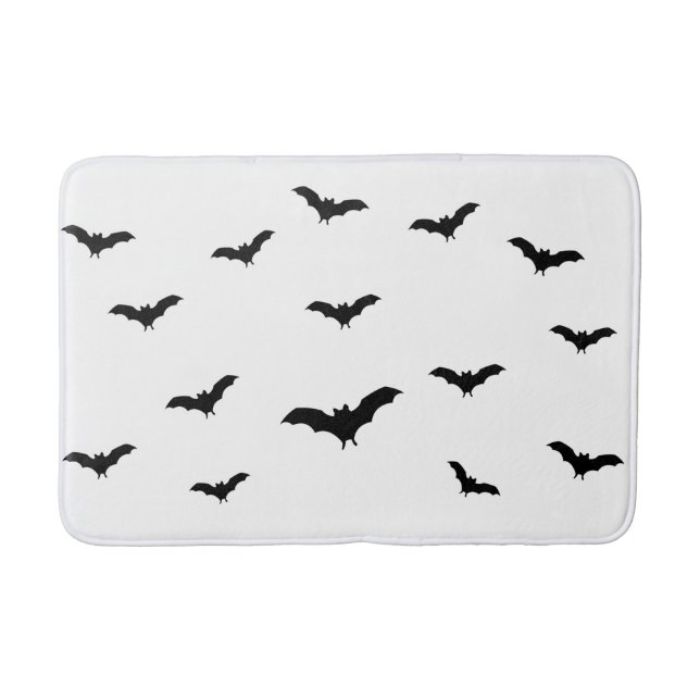 Black Bats & White Niedlich Halloween Chic Badematte (Vorderseite)