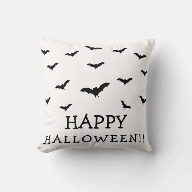 Black Bats & White Niedlich Halloween Chic Kissen (Vorderseite)
