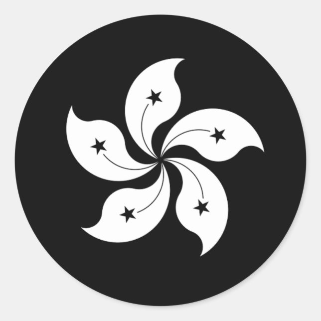Black Bauhinia flag Runder Aufkleber (Vorderseite)