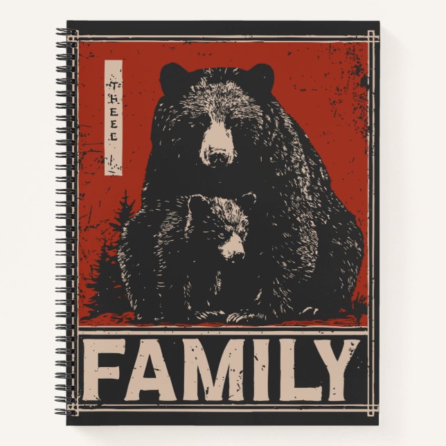 Black Bear and Cub - Fierce and Tender Family Bond Notizbuch (Vorderseite)