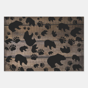 Black Bear Black Bear Paws Geschenkpapier Set