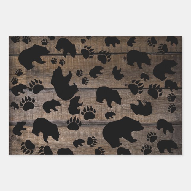Black Bear Black Bear Paws Geschenkpapier Set (Vorderseite)