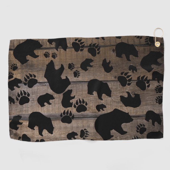 Black Bear Black Bear Paws Golfhandtuch (Horizontal)