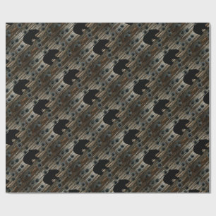 Black Bear Black Bear Paws Rustic Wood Geschenkpapier