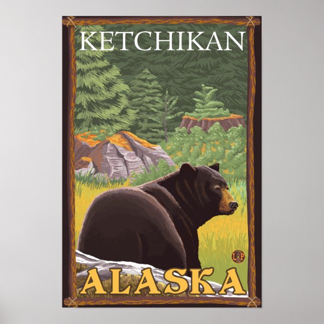 Black Bear in Forest - Ketchikan, Alaska Poster (Vorne)