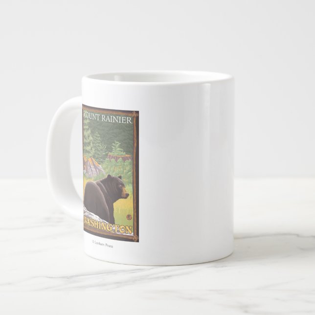 Black Bear in Forest - Mount Rainier, Washington Jumbo-Tasse (Vorderseite Links)