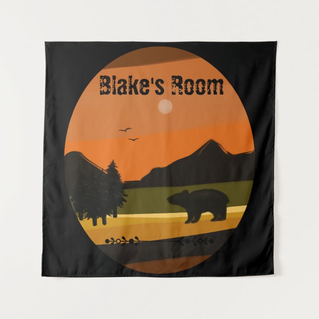 Black Bear Personalisiert Wandteppich (Vorderseite)