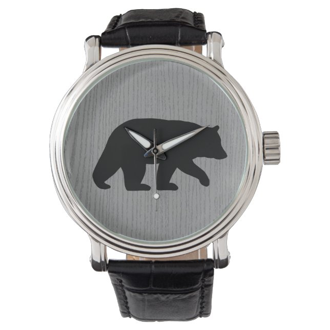 Black Bear Silhouette Armbanduhr (Vorderseite)