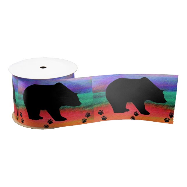 Black Bear Silhouette Satinband (Spule)