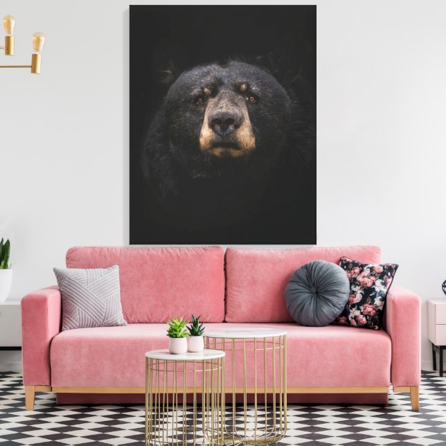BLACK BEAR Stretched Canvas Print Leinwanddruck (Insitu (Wohnzimmer))