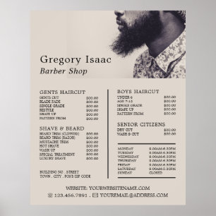 Black Beard Model, Herren-Friseur-Preisliste Poster