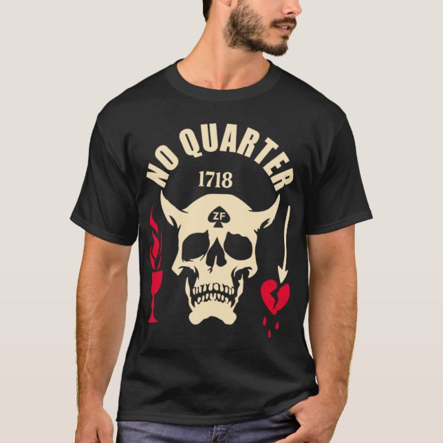 Black Beard No Quarter 1718 T-Shirt (Vorderseite)