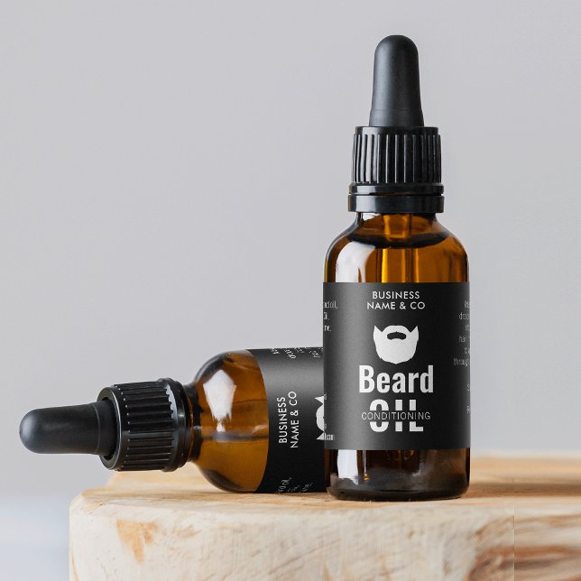 Black Beard Oil Label 1 OZ 30 ml Kosmetische Flasc Etiketten (Add your product ingredients, brand name and custom text to make professional product labels)