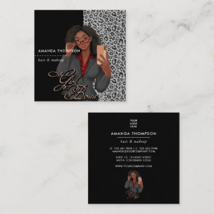 Black Beauty Fashion Business Card Quadratische Visitenkarte