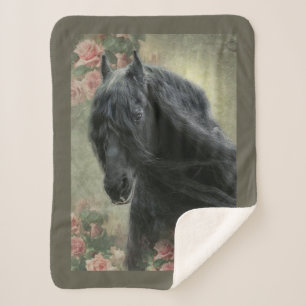 Black Beauty Friesian Horse - Blanket Sherpadecke