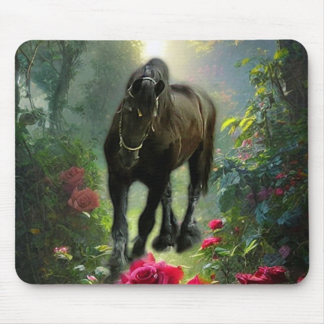 Black Beauty Friesian Horse Fantasy - Mouse Pad Mousepad (Vorne)