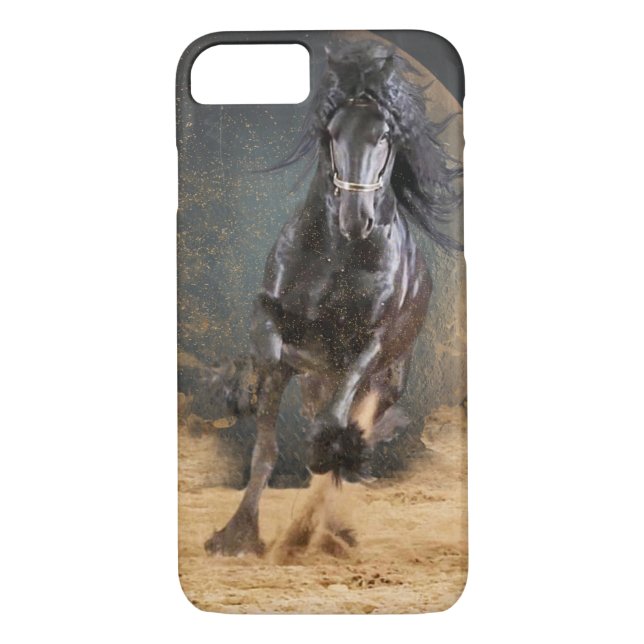 Black Beauty Friesian Horse - iPhone Case (Rückseite)