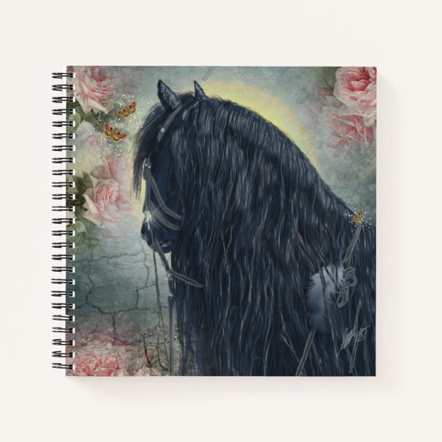 Black Beauty Friesian Horse - Notebook Notizbuch (Vorderseite)