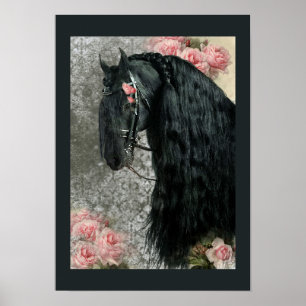 Black Beauty Friesian Horse - Poster