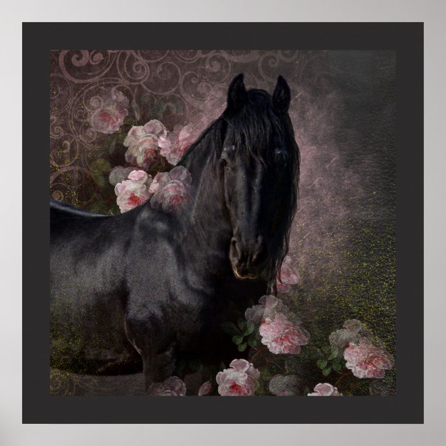 Black Beauty Friesian Horse - Poster (Vorne)