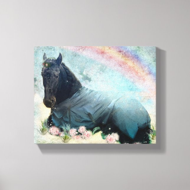 Black Beauty Friesian Horse - Wrapped Canvas Leinwanddruck (Vorderseite)