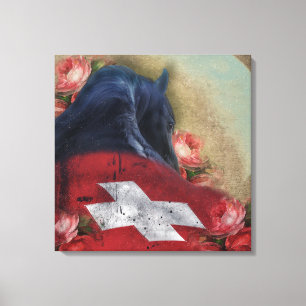 Black Beauty Friesian Horse - Wrapped Canvas Leinwanddruck