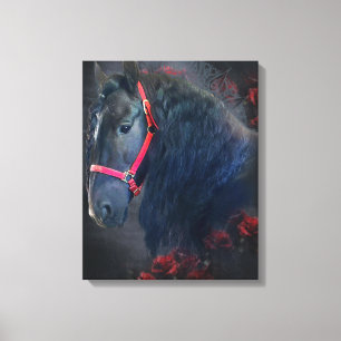 Black Beauty Friesian Horse - Wrapped Canvas Leinwanddruck