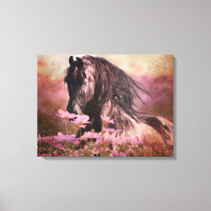 Black Beauty Friesian Horse - Wrapped Canvas Leinwanddruck
