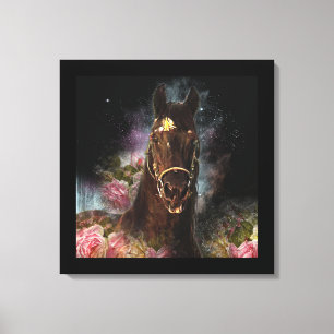Black Beauty Friesian Horse - Wrapped Canvas Leinwanddruck