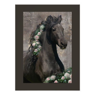 Black Beauty Friesian Pferd - Poster