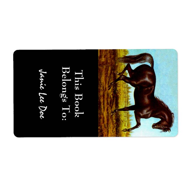 Black Beauty Horse Buchzeichen Buchzeichen Labels (Vorne)