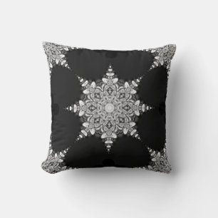 Black Beauty Mandala Snowflake Cushion Kissen