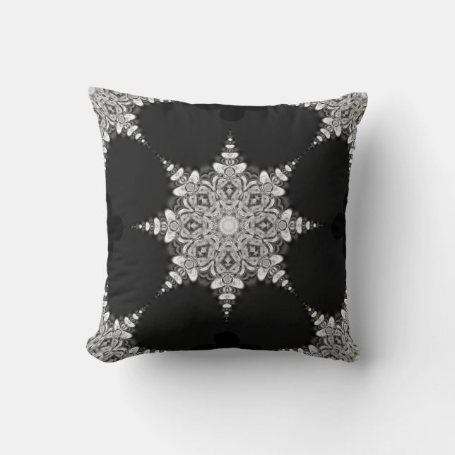 Black Beauty Mandala Snowflake Cushion Kissen (Vorderseite)