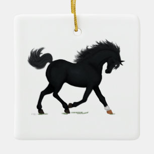 Black Beauty Personalisiertes Weihnachtspony Keramikornament