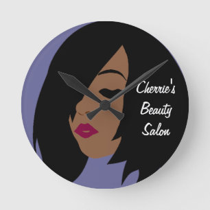 Black Beauty Salon Wall Clock- Customizable Runde Wanduhr