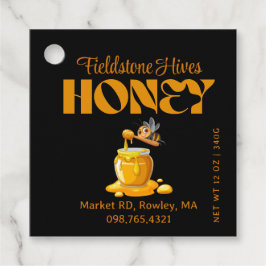 Black Bee Honey Label Metallic Gold Text