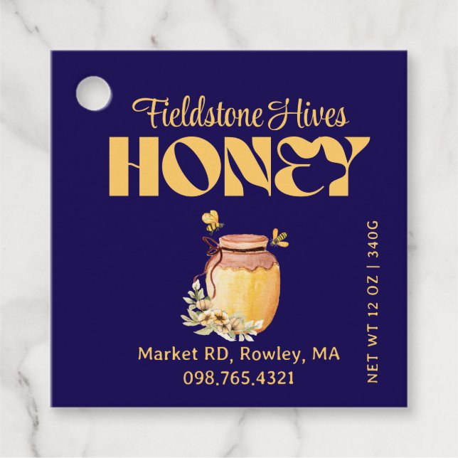 Black Bee Honey Label Metallic Gold Text  (Vorderseite)