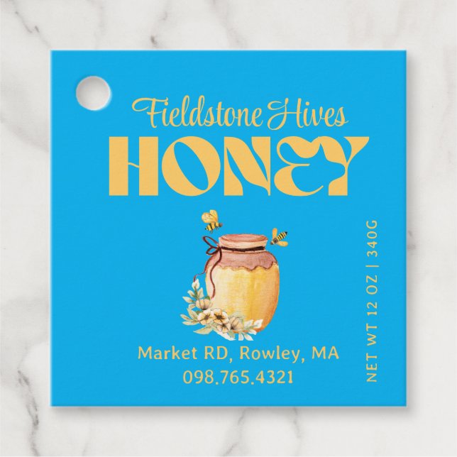 Black Bee Honey Label Metallic Gold Text  (Vorderseite)