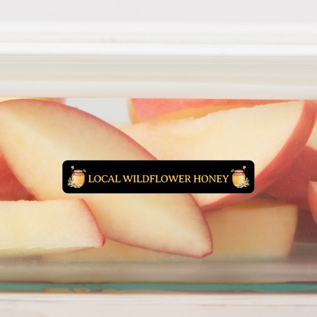 Black Bee Honey Label Metallic Gold Text Etiketten (Befestigt)
