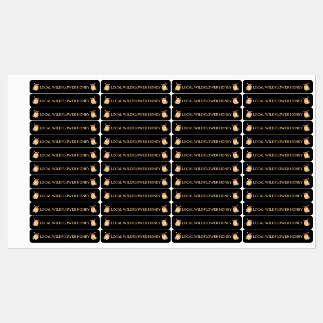 Black Bee Honey Label Metallic Gold Text Etiketten (Blatt)
