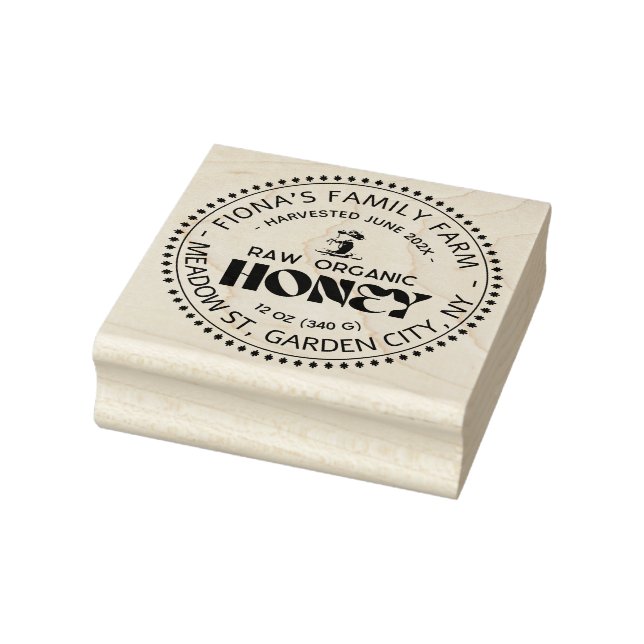 Black Bee Honey Label Metallic Gold Text  Gummistempel (Stempel)