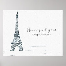 Black "Beenden Sie Ihren Traum nie" Zitat-Poster